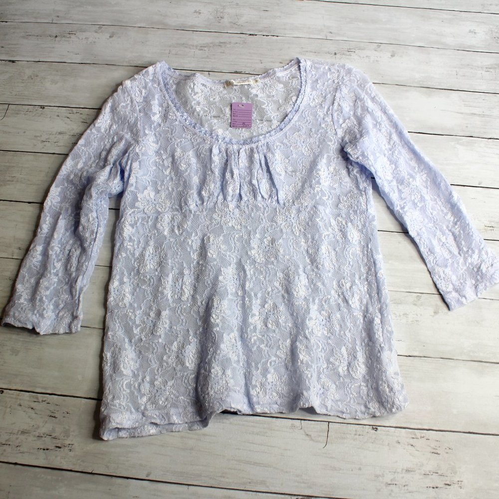 E.A.G. Collection Vintage Womens Mesh Lace Top Size M Stretch 3/4 Sleeves